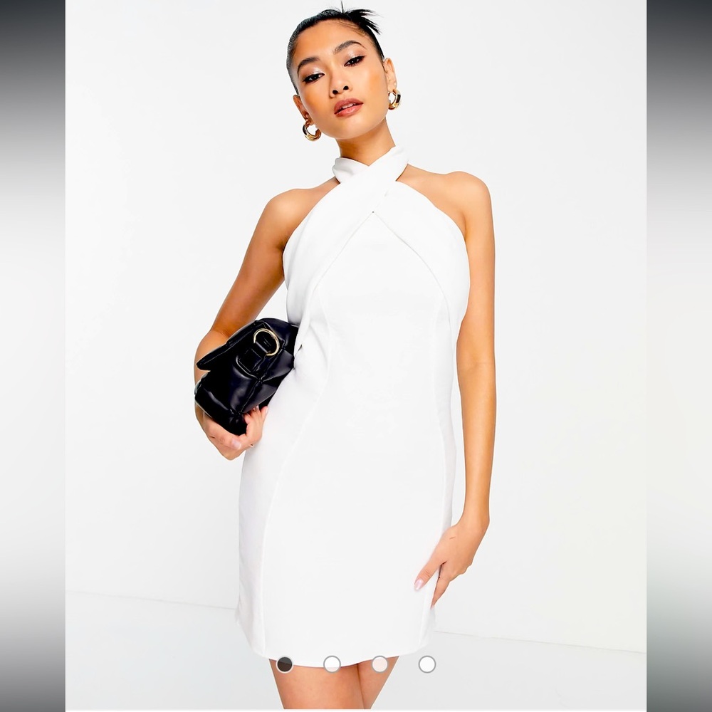 NWT ASOS DESIGN halter mini dress in textured crepe.